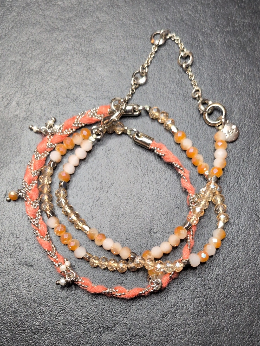 Chloe + Isabel Coral and Champagne Multi-Strand Wrap Bracelet